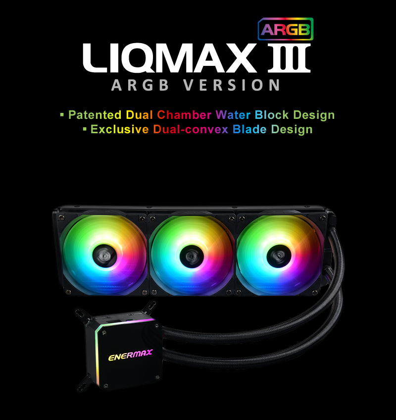 Liqmax III ARGB 360  Exclusive RGB-sync waterblock with patented flow indicator design