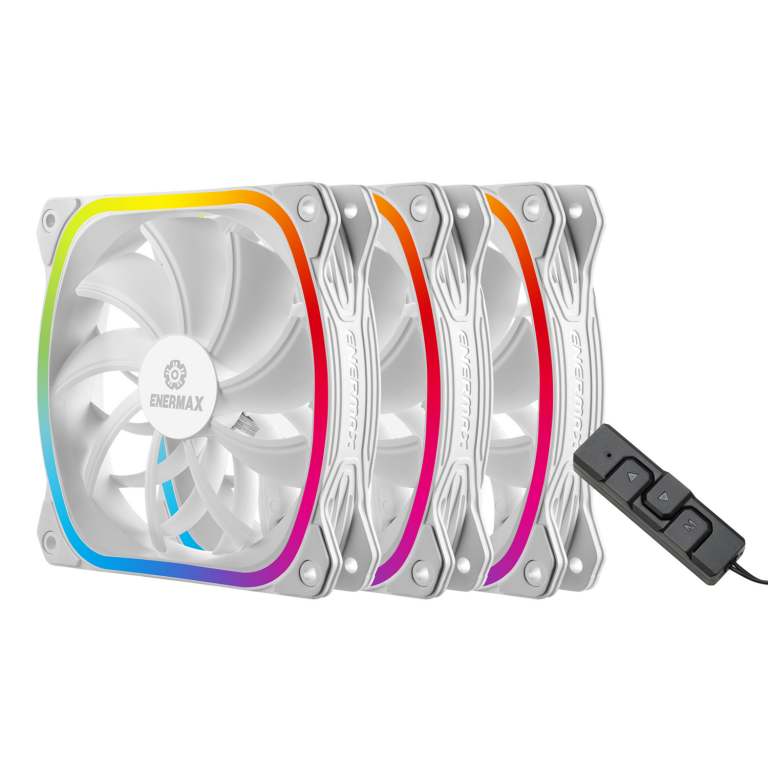 SquA RGB White 120mm PWM Fan- 3 Fan Pack -1